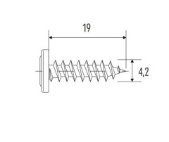 Upevňovací vrut V4219 - 4,2x19 mm - drážka PH-2 Upevňovací vrut V4219 - 4,2x19 mm - drážka PH-2