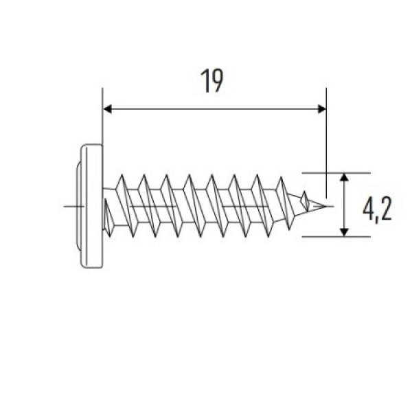 Upevňovací vrut V4219 - 4,2x19 mm - drážka PH-2 Upevňovací vrut V4219 - 4,2x19 mm - drážka PH-2