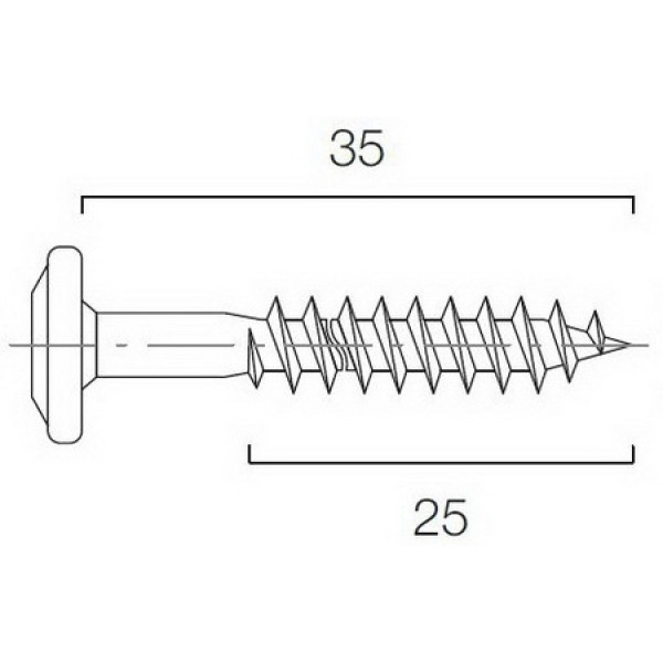 Upevňovací vrut - nerezový - 3,5 x 35 mm - drážka Torx T15 Upevňovací vrut - nerezový - 3,5 x 35 mm - drážka Torx T15