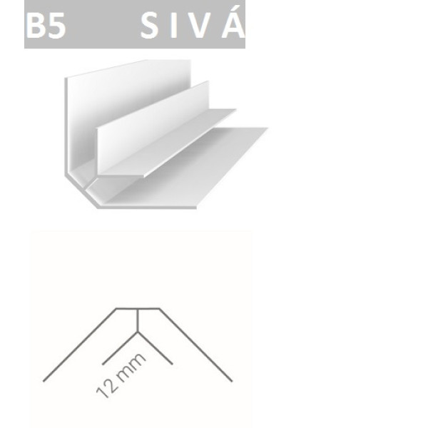 Vnútorný rohový profil – Vilo – B5 – sivá / 2,7m Vnútorný rohový profil – Vilo – B5 – sivá / 2,7m