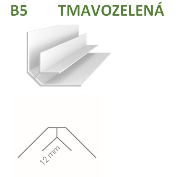 Vnútorný rohový profil – Vilo – B5 – tmavozelená / 2,7m Vnútorný rohový profil – Vilo – B5 – tmavozelená / 2,7m
