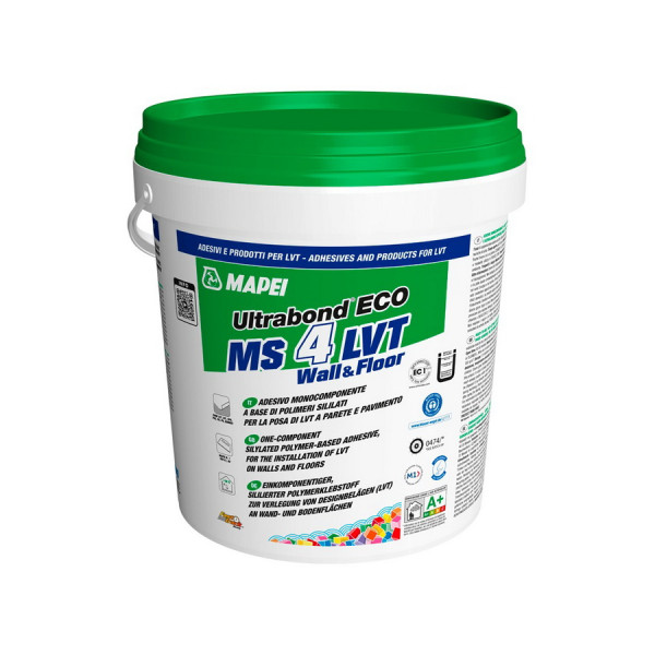Lepidlo na vinylové LVT podlahy - Mapei ULTRABOND ECO MS 4 LVT Wall&Floor - polymerové / 7 kg Lepidlo na vinylové LVT podlahy - Mapei ULTRABOND ECO MS 4 LVT Wall&Floor - polymerové / 7 kg