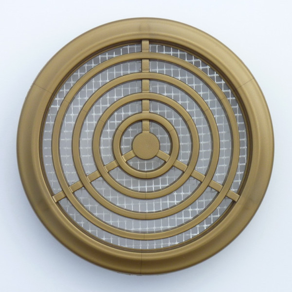 Fasádní větrací mřížka - kruhová 90 mm - zlato hnědá