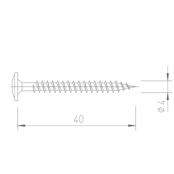 Upevňovací vrut V5142 - NEREZ A2 - 4 x 40 mm - drážka Torx Upevňovací vrut V5142 - NEREZ A2 - 4 x 40 mm - drážka Torx